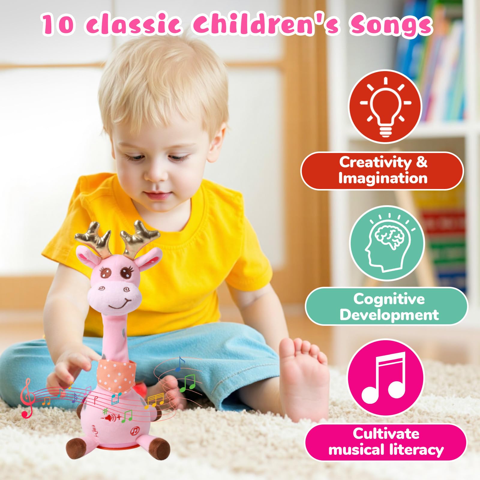 MIAODAM giraffe plush with LED glow for evening storytelling.