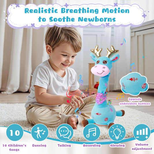 MIAODAM giraffe plush featuring LED lights for visual engagement.