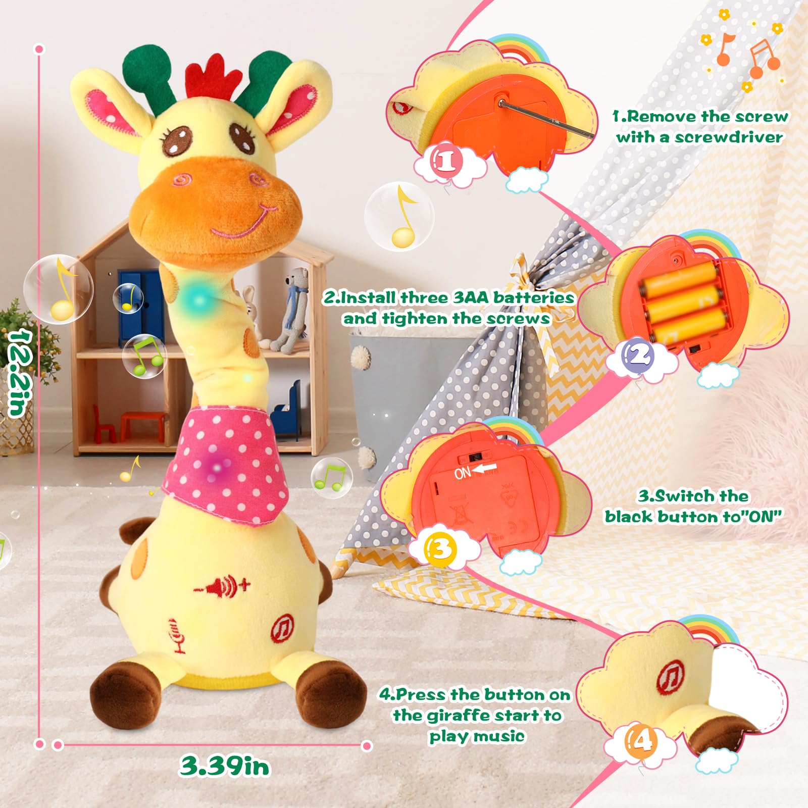 MIAODAM giraffe singing mode with ten songs for fun sessions
