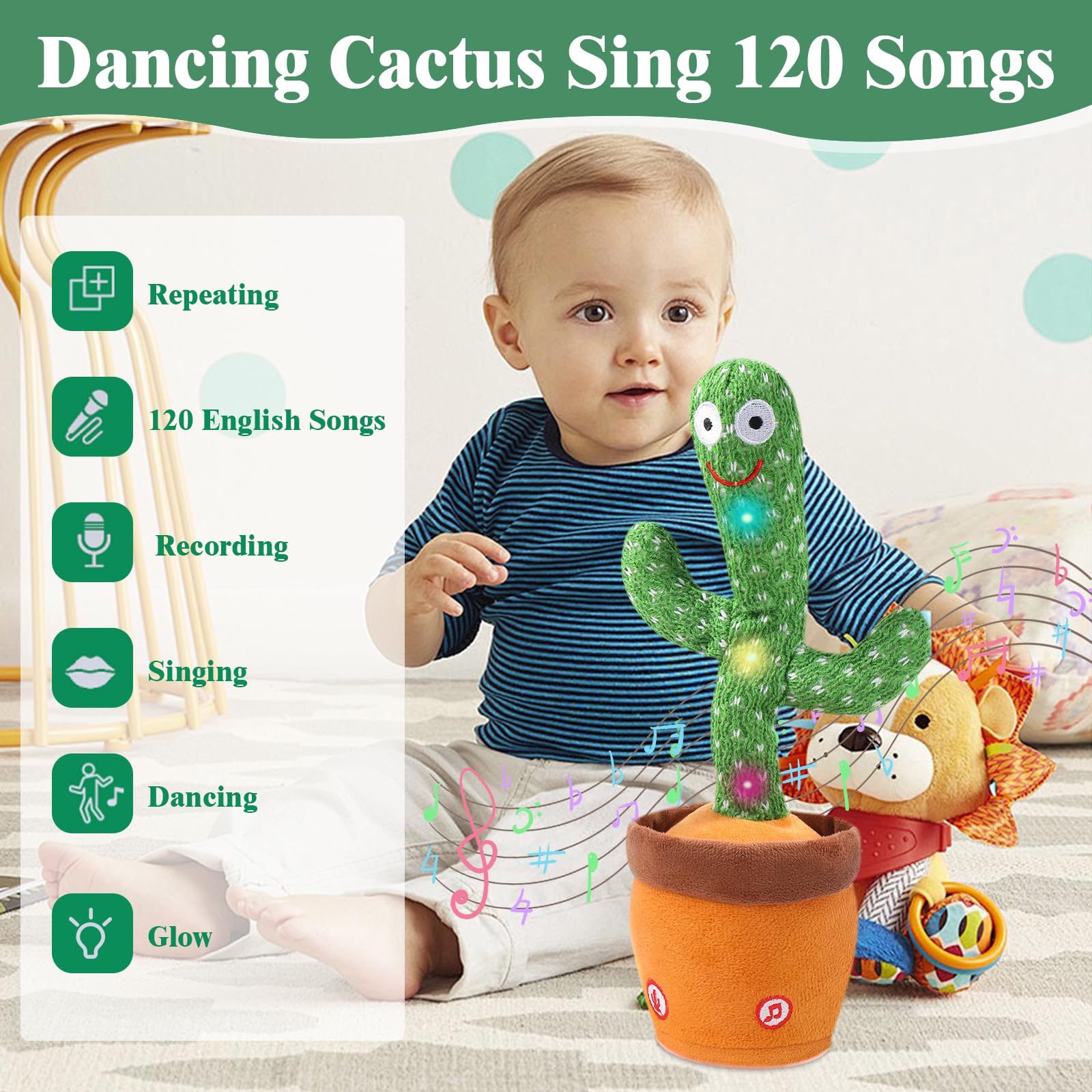 MIAODAM Glowing Dancing Cactus lights create a playful ambience.