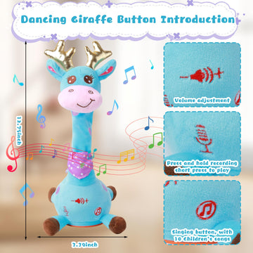 MIAODAM recordable giraffe message toy capturing your voice up to 15 seconds.
