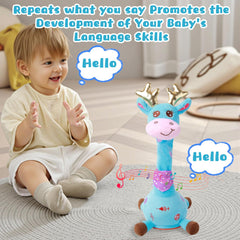 MIAODAM soft plush giraffe with embroidered facial features for gentle touch.