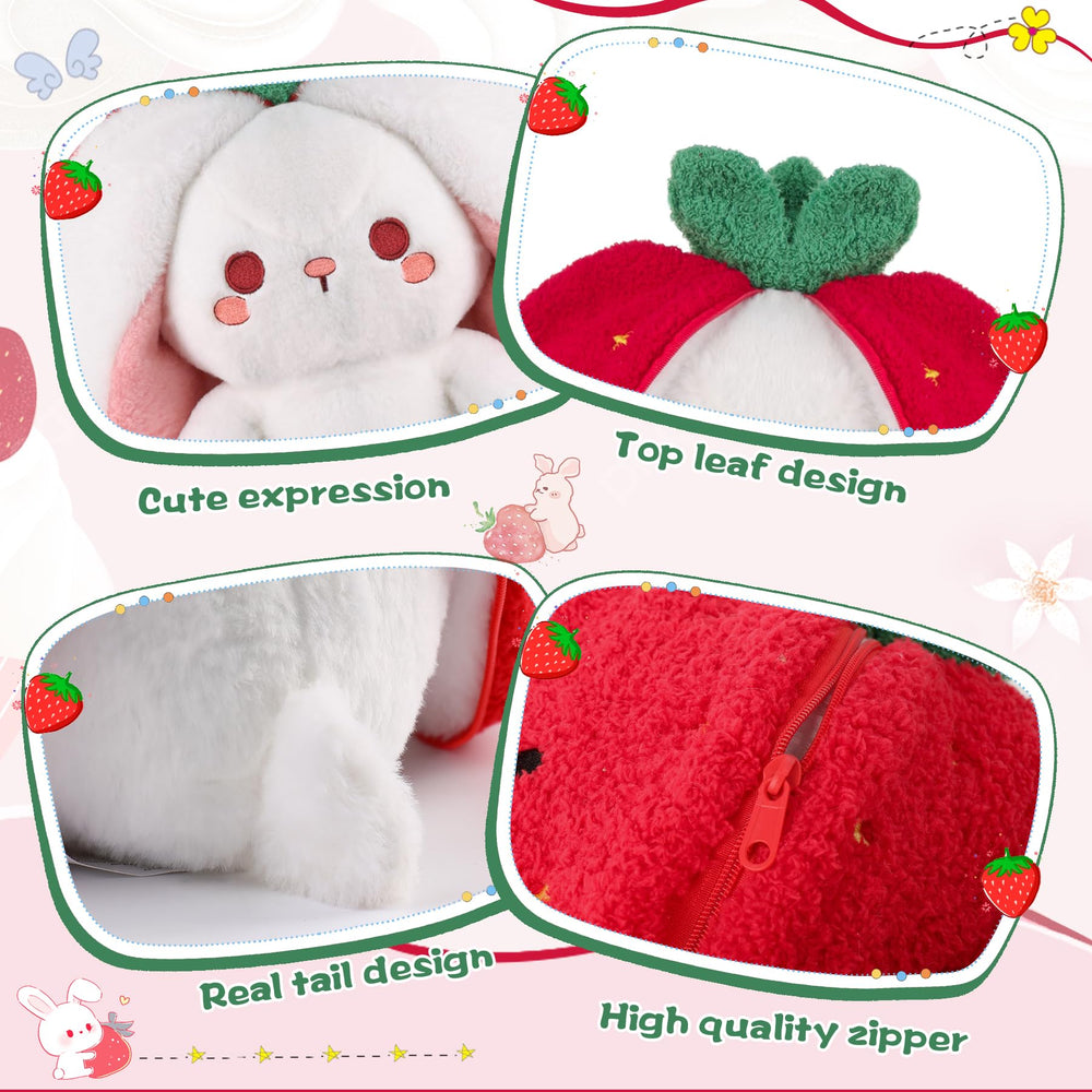 MIAODAM Strawberry Bunny plush packaged for gifting, ready to give.