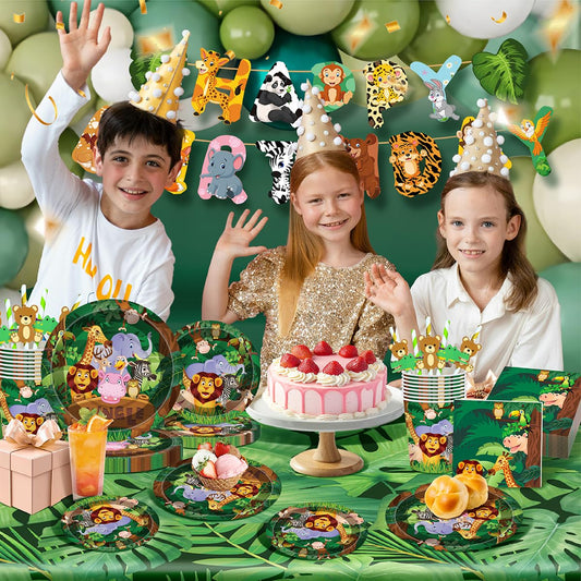 MIAOSHOUTAO jungle wild animal plates 9inch elevate dessert display with durable, family-friendly design.