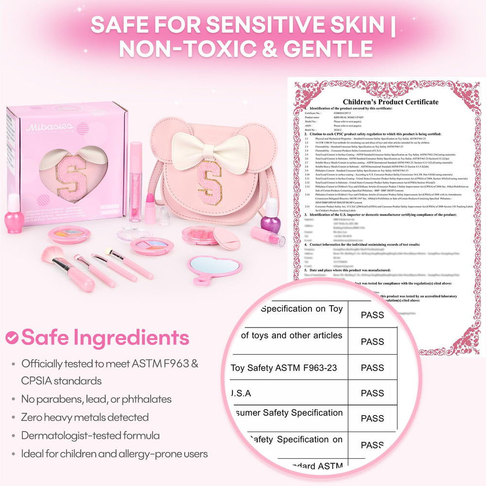 Mibasies lip gloss provides gentle shine for imaginative play.
