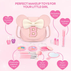 Mibasies kids makeup kit powder puff and blush completing a playful look.