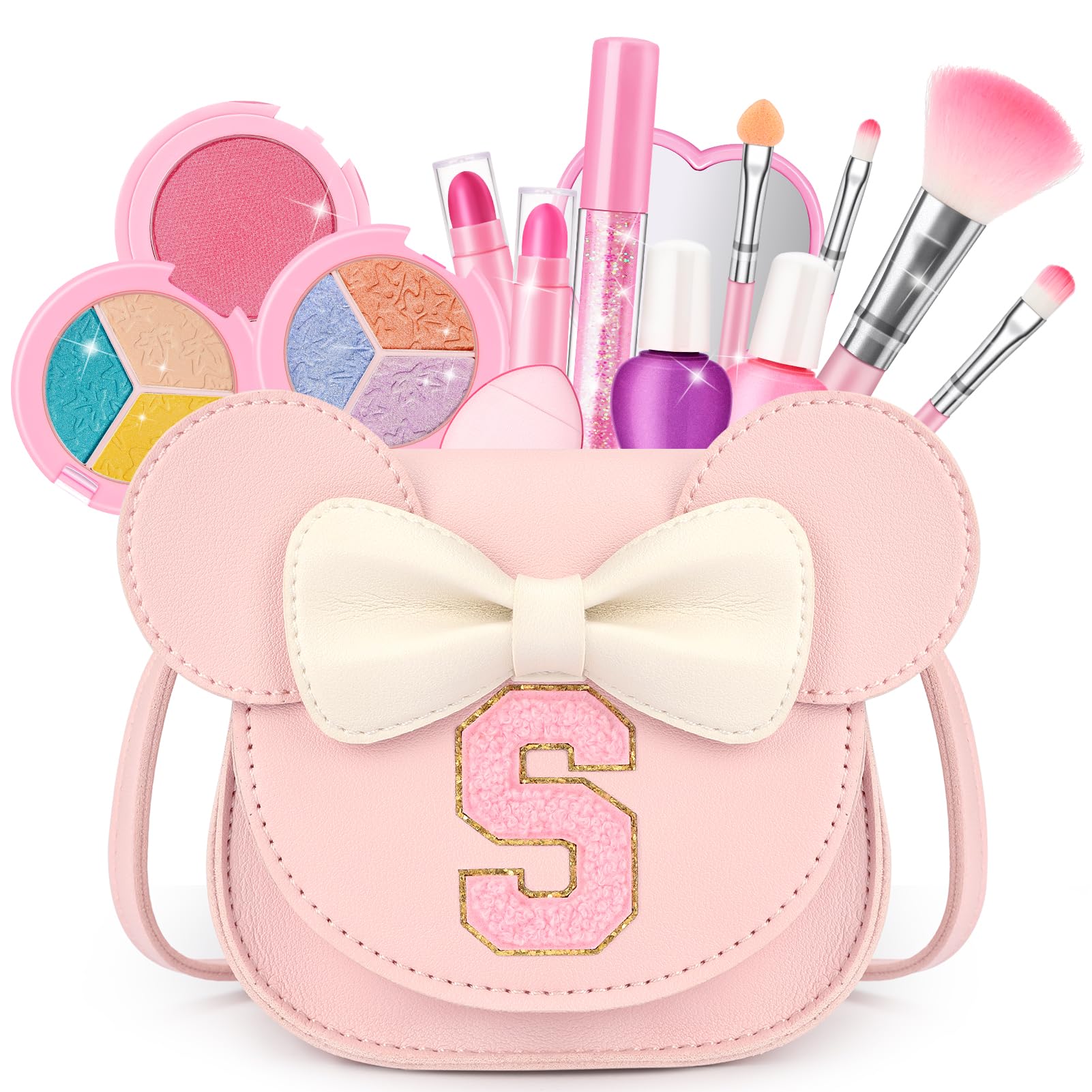 Mibasies kids makeup purse with mouse ears for portable pretend play.