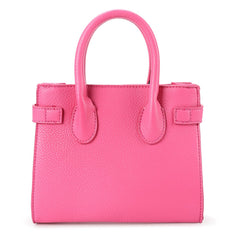 Mibasies hot pink kids purse side view with adjustable strap for growing girls.