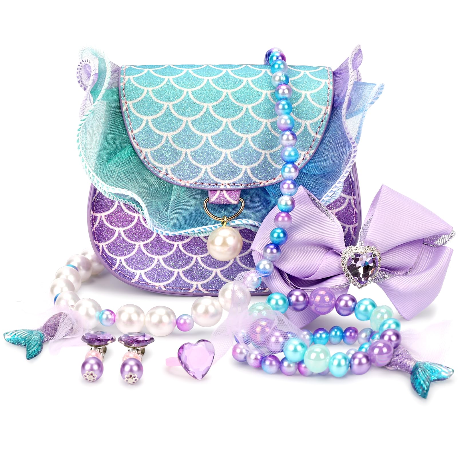 mibasies Mermaid Tassels Purse with rainbow sparkle for dress-up play.