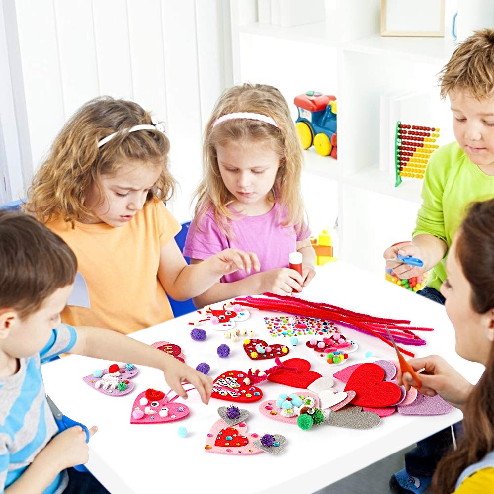 Mibor DIY valentines crafts in progress, kids enjoy hands-on creativity.