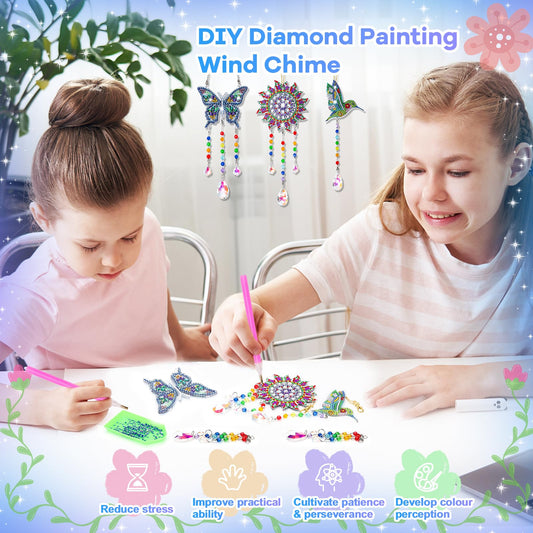 Micaracy Diamond Art Kit suncatcher pendants catching sunlight.