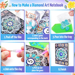 Micaracy diary notebook with diamond art on a glossy cover for journaling
