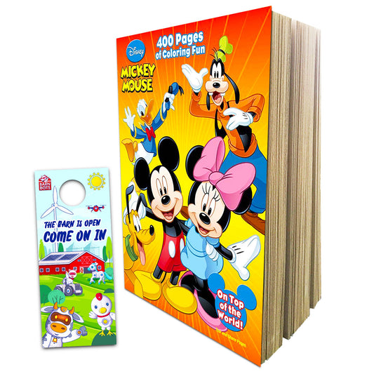 Disney Mickey Mouse coloring book cover with bright scenes for creative play