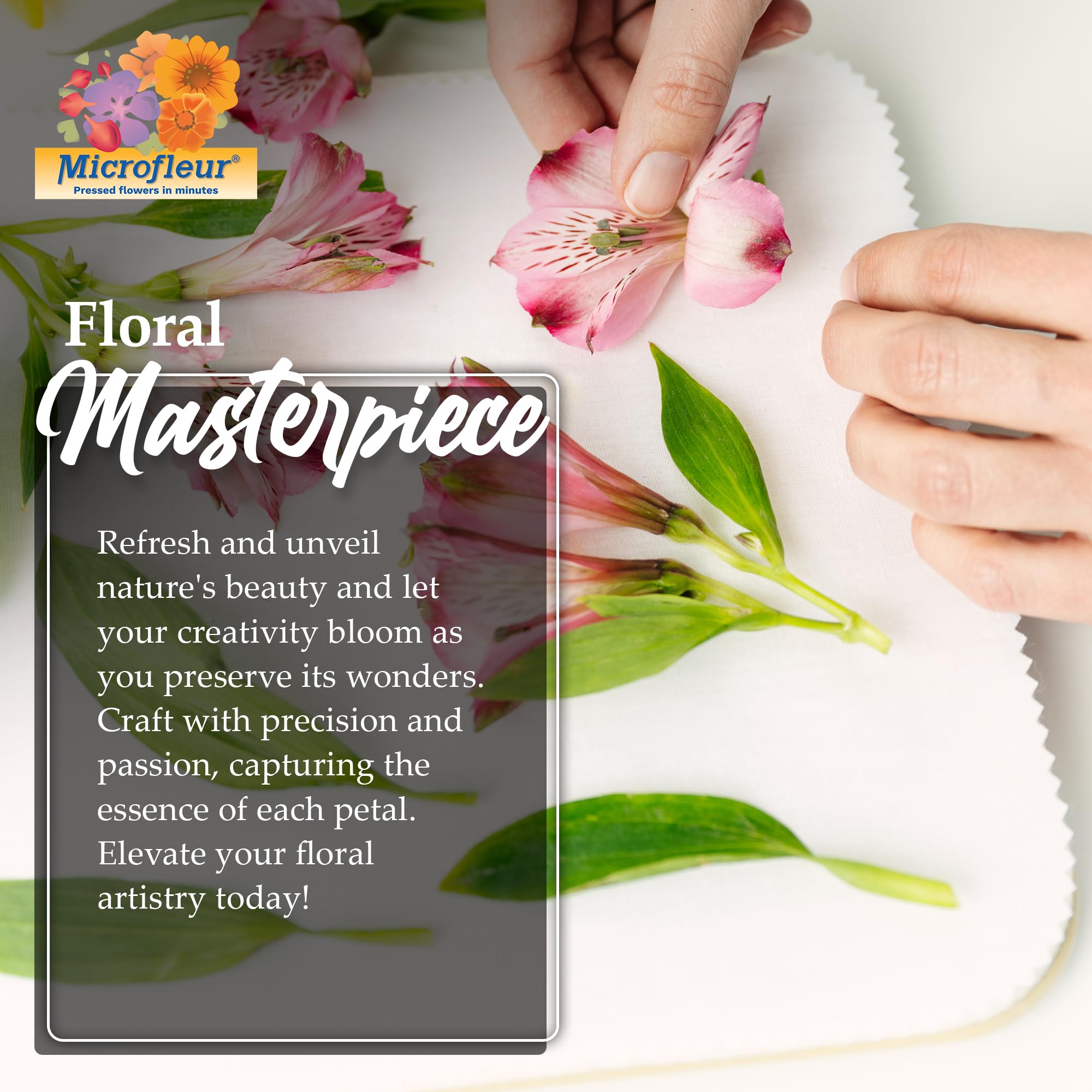 Microfleur botanical art crafts using dry pressed blooms