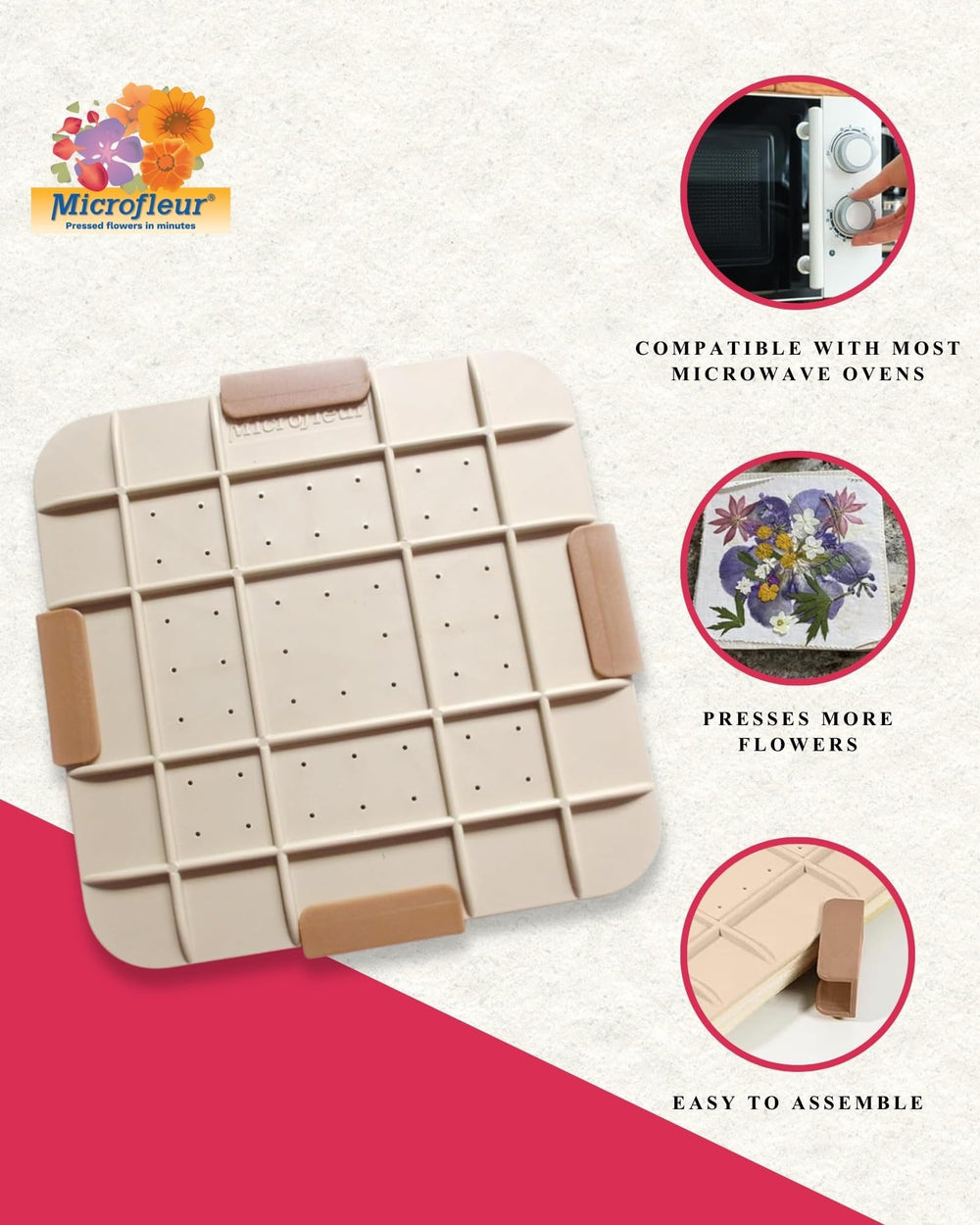 Microfleur wool felt inserts provide stable support during pressing.