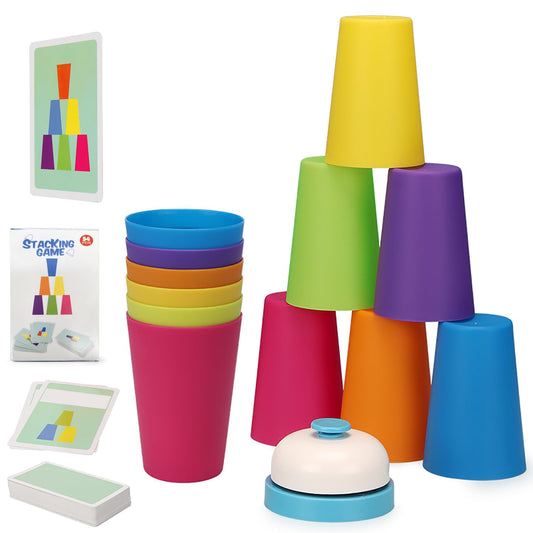 MIDOCCHIO Battle Cups colorful stacking setup enhances hand-eye coordination during family play.