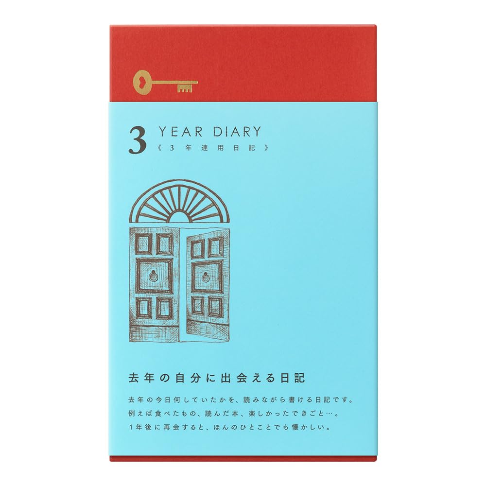 Midori Phil Design Three Years Diary cover in light blue, ideal for stylish daily journaling.