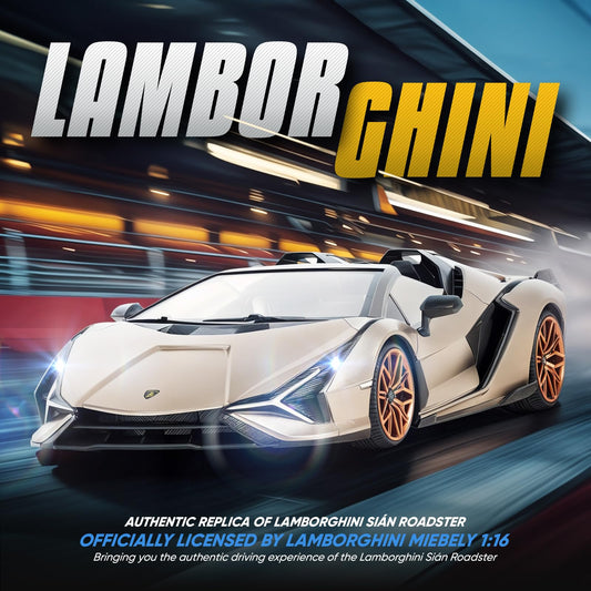 MIEBELY Lamborghini RC Car LED headlights enhance night driving realism.
