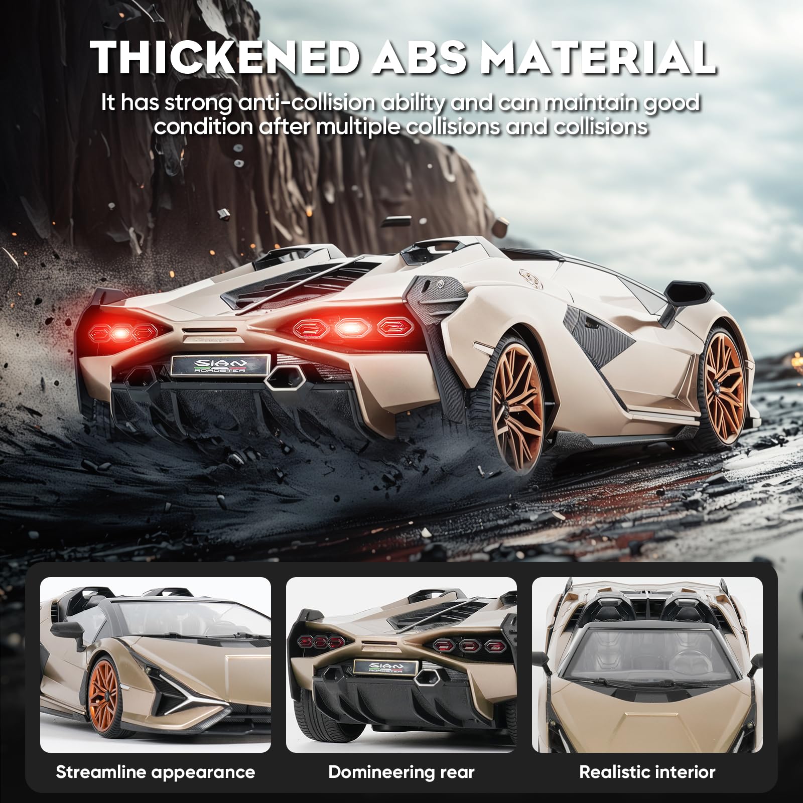 MIEBELY Lamborghini RC Car proportional steering helps precise turns and smoother racing.