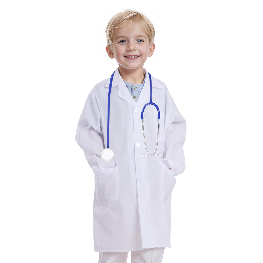 Mifengda Doctor Scientist Lab Coat for Kids, pockets for mini tools and experiments