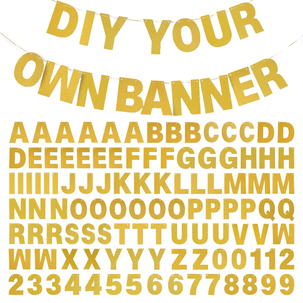 mifengda gold glitter letters banner kit assembled for a festive display