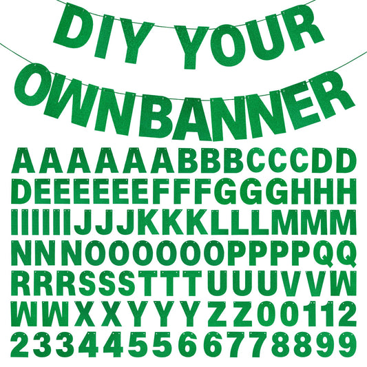 Mifengda green glitter banner letters for customizable party décor.