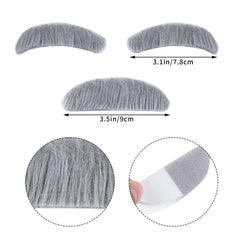 Mifengda Kids Old Man Costume beard and eyebrow closeup demonstrating self adhesive design