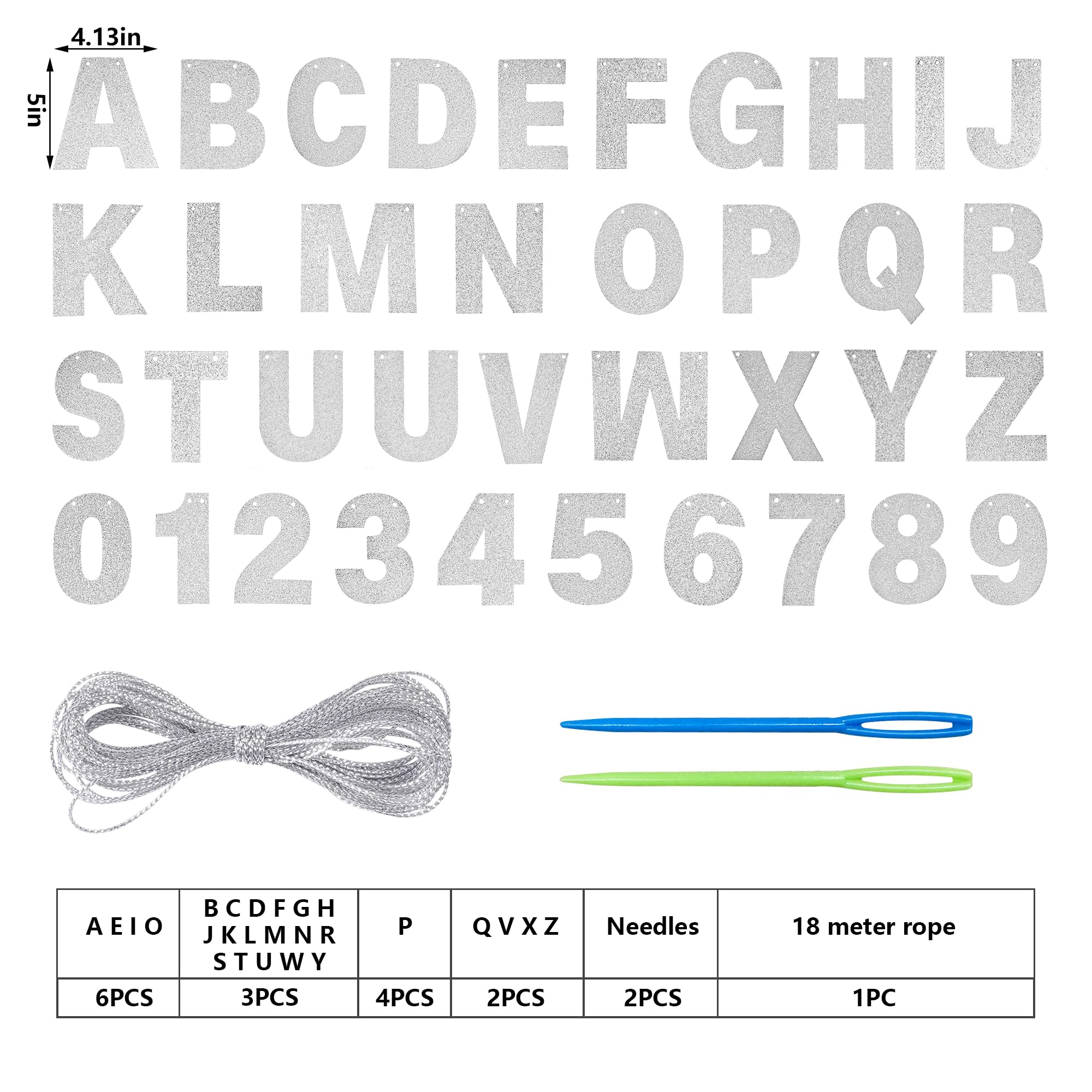 Mifengda silver glitter letters banner with eye-catching shine