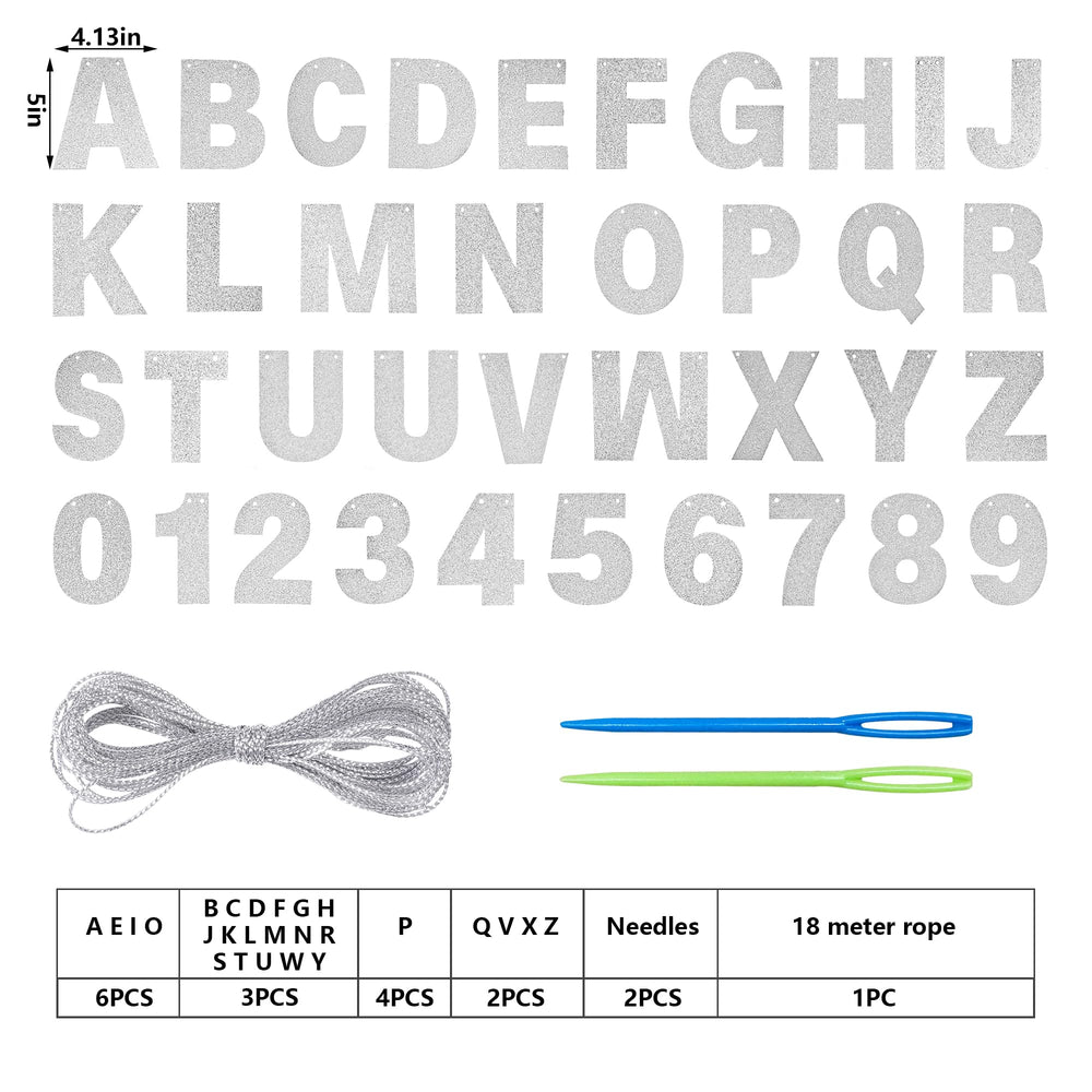 Mifengda silver glitter letters banner with eye-catching shine
