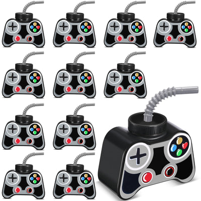 Mifoci gamepad gray cups with straw and lid for spill-free gaming parties.