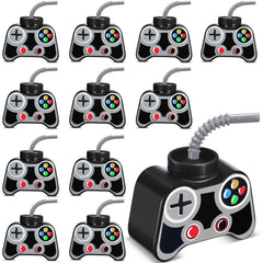 Mifoci gamepad gray cups with straw and lid for spill-free gaming parties.