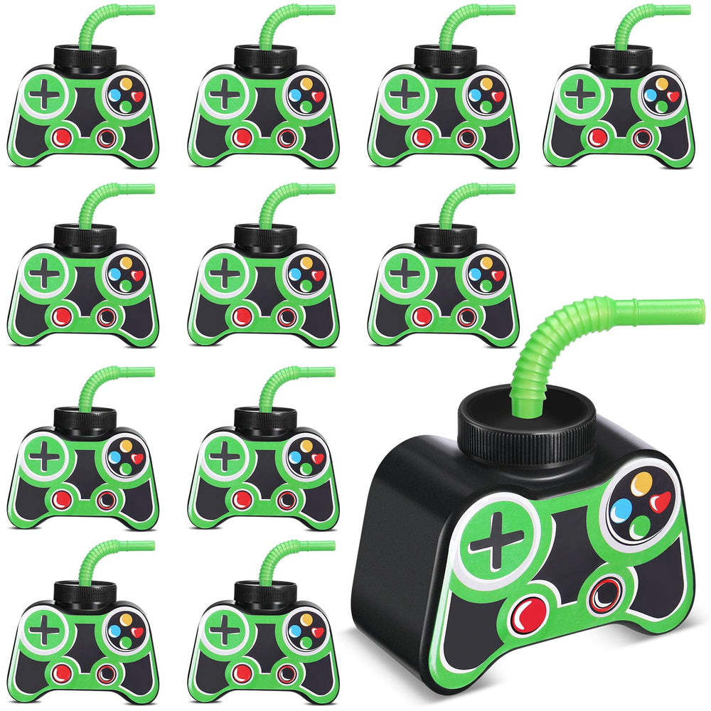 Mifoci gamepad cups with straw and lid, 10oz, ideal for gaming parties.