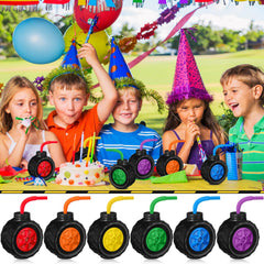 Mifoci Monster Truck Cups ready for party setup and reuse
