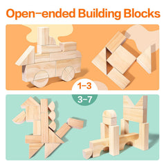 Migargle blocks in 12 shapes demonstrated to inspire varied constructions.