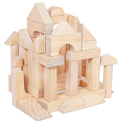 Migargle large wooden blocks 64 pieces arranged for open-ended building and creative play.