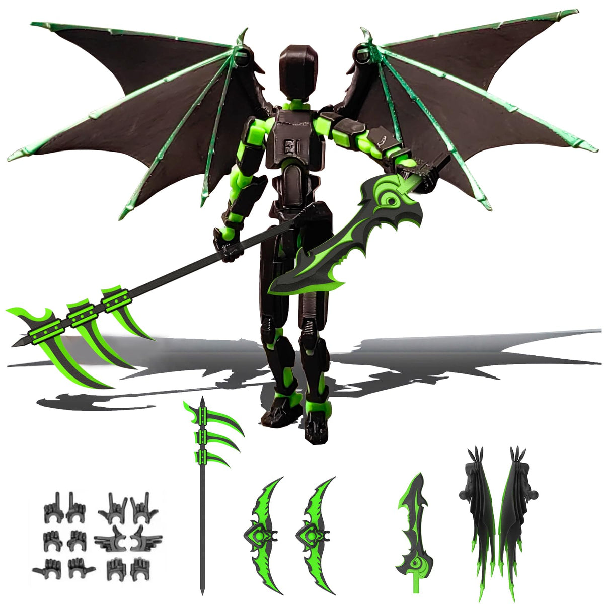 MIGESS T13 action figure with demon wings showcases dynamic poseability for imaginative play