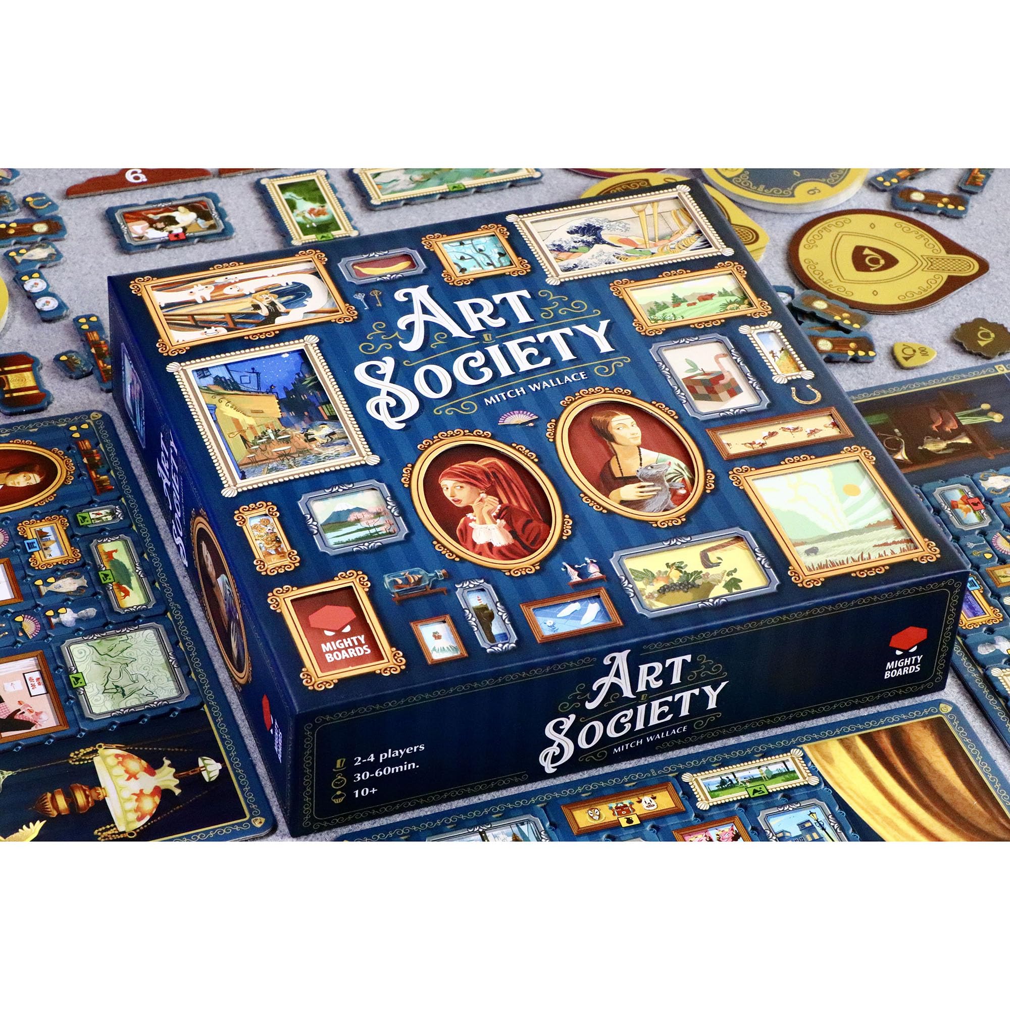 Mighty Boards Art Society gallery-room visualizes a stylish wall display during game night.