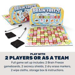 Secrecy shields ensure fair play during Brain Freeze rounds.