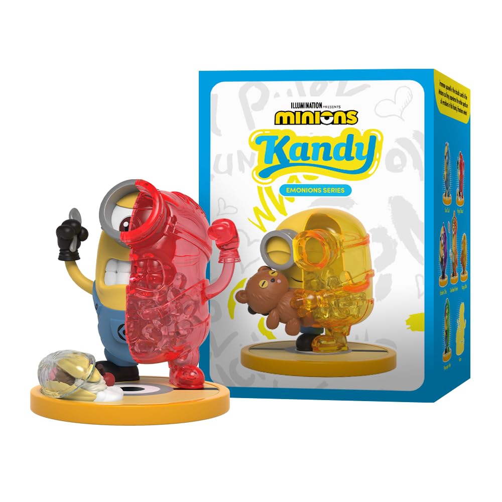 Mighty Jaxx Kandy Minions Emonions figure on base, ready to grace a shelf