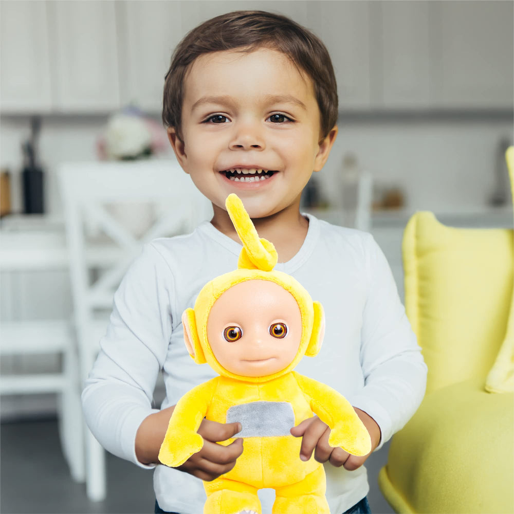 Mighty Mojo Teletubbies plush fabric close-up shows soft tactile material