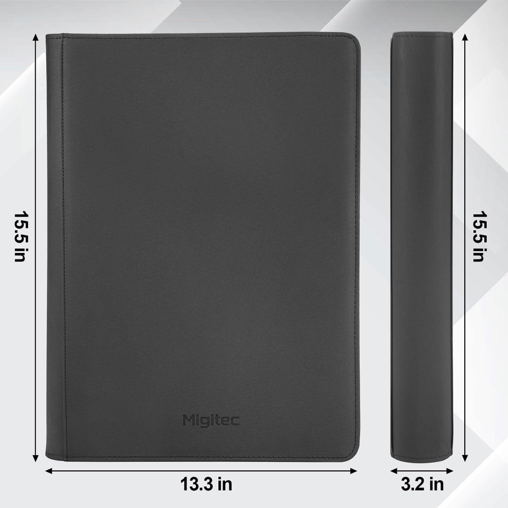 Migitec 16-pocket binder on-shelf display keeps collections organized and approachable.