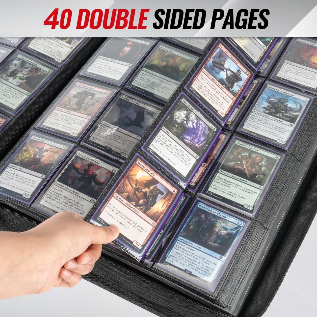 Migitec 16-pocket binder ultra-thick pages protect cards from creasing.