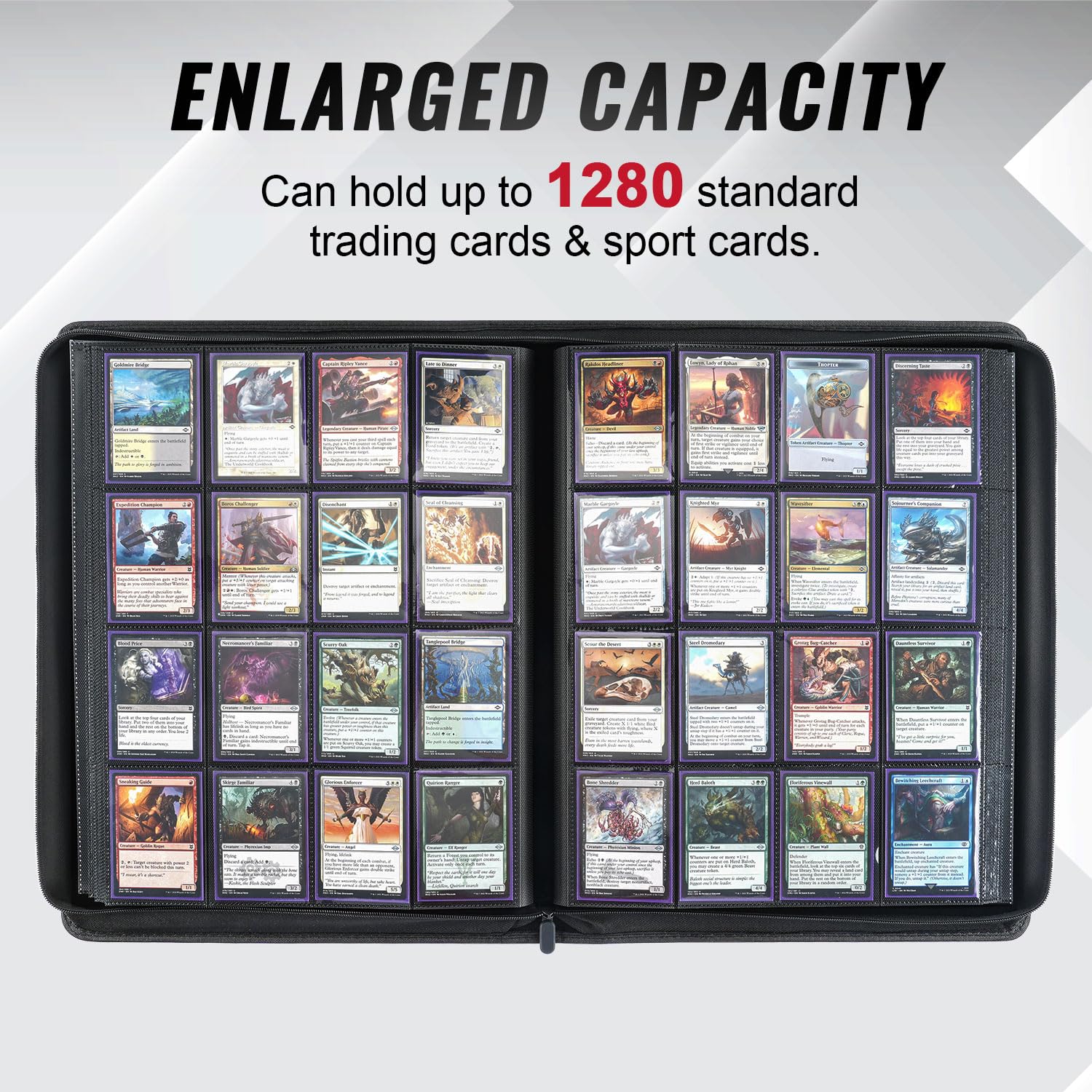 Migitec 16-pocket binder widened spine prevents bending and keeps cards flat.