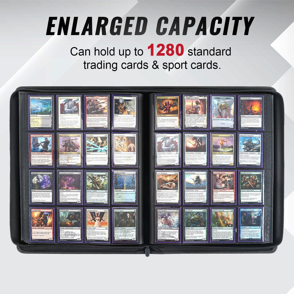 Migitec 16-pocket binder widened spine prevents bending and keeps cards flat.