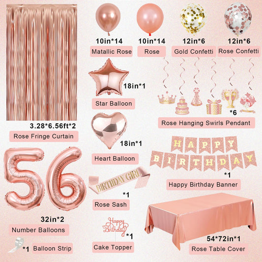 Miidenks 56th birthday number balloons serve as a bold celebration focal point