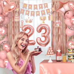 Miidenks rose gold foil balloons add a chic party highlight