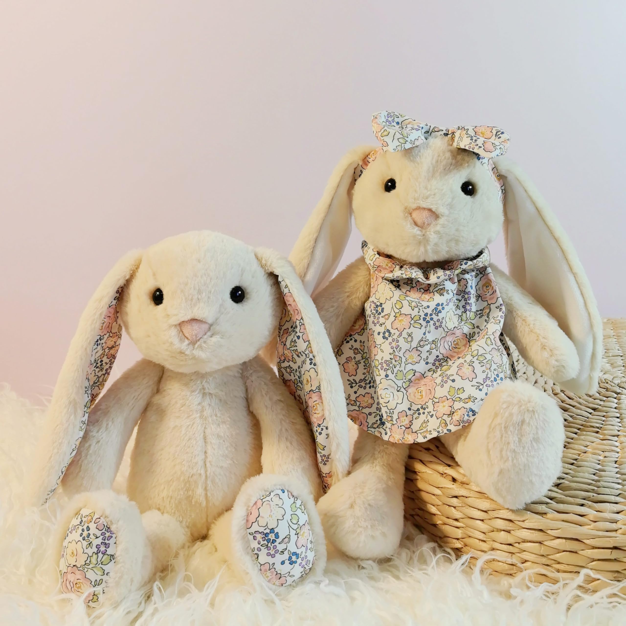 Cotton clothes and bow on Mikee Fluffie bunny add charm.