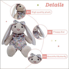Double-stitched seams boost durability on the Mikee Fluffie bunny.
