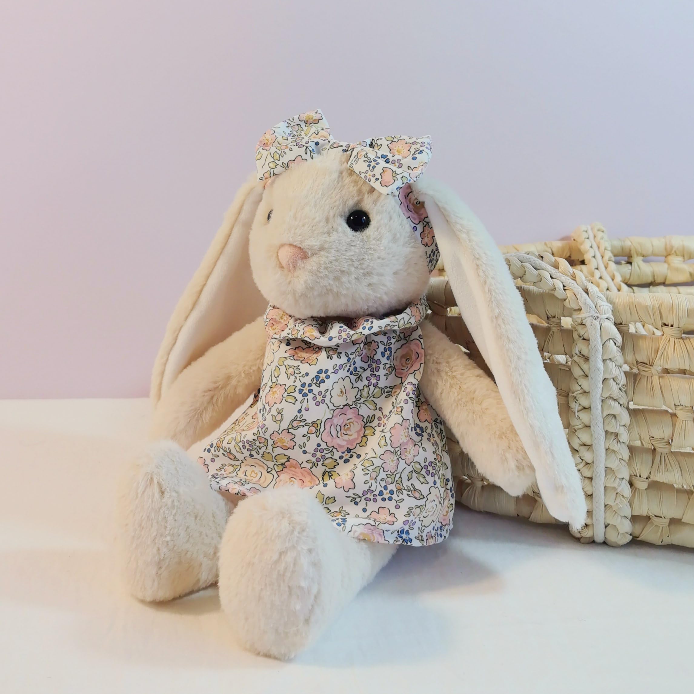 9-inch Mikee Fluffie bunny, perfect for little hands and gifts.