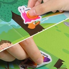 MIKNEKE jelly sticker book interior panels designed for repeat peel-and-stick play